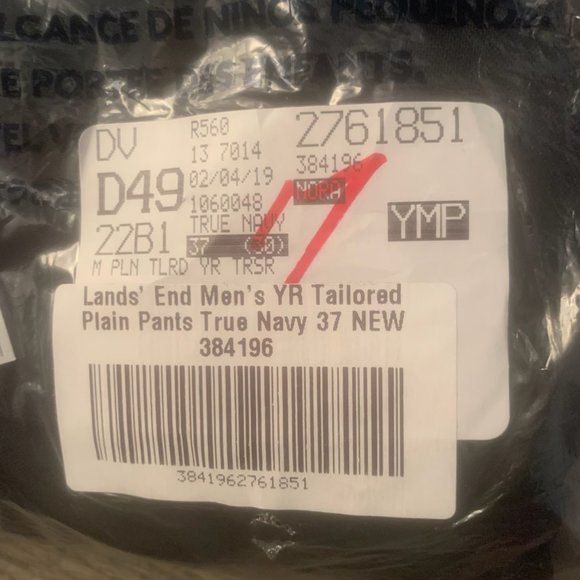 NWT LANDS' END MEN'S YEAR'ROUNDER TAILORED FIT PLAIN FRONT PANTS TRUE NAVY 37 - Picture 5 of 9